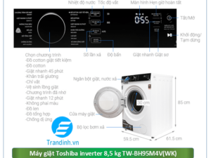 Phác hoạ tổng quát máy giặt Toshiba Inverter 8.5 kg TW-BH95M4V(WK)