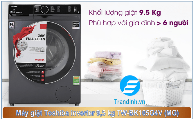 Máy giặt Toshiba 9.5 Kg TW-BK105G4V(MG) phù hợp gia đình có nhiều người