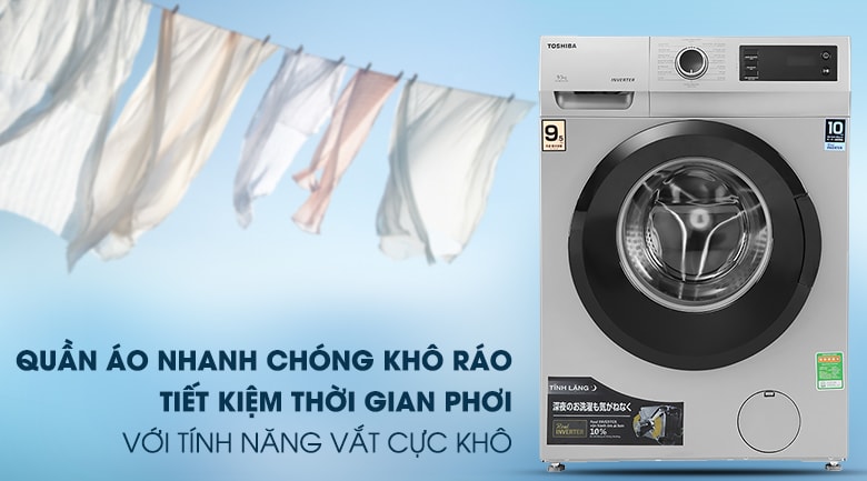 Máy giặt Toshiba TW-BK105S3V(SK) tốc độ vắt lớn giúp quần áo khô nhanh