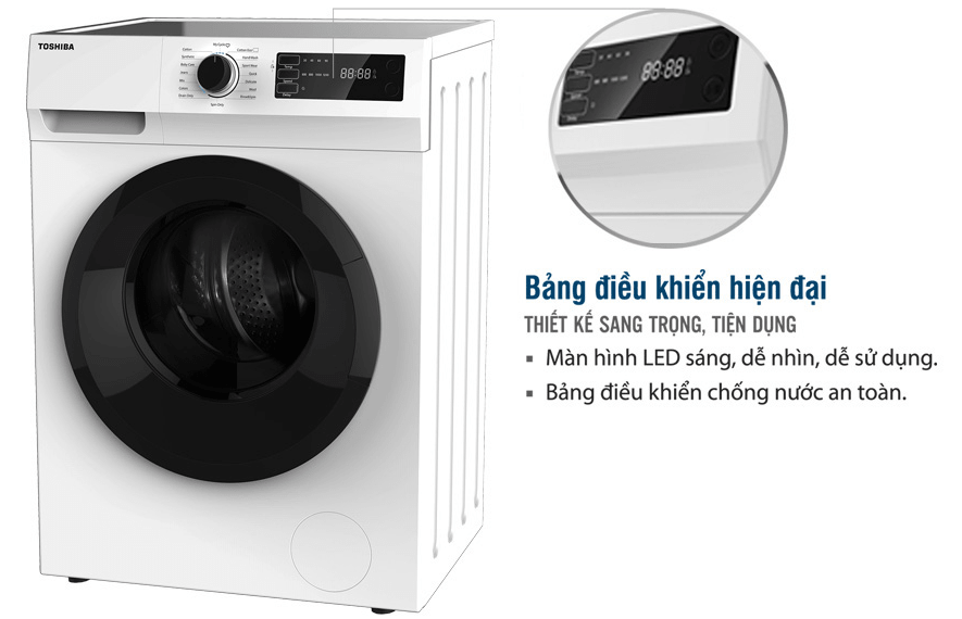 1. Máy giặt Toshiba TW-BK95S2V(WK) inverter 8.5kg có kiểu dáng sang trọng, hiện đại