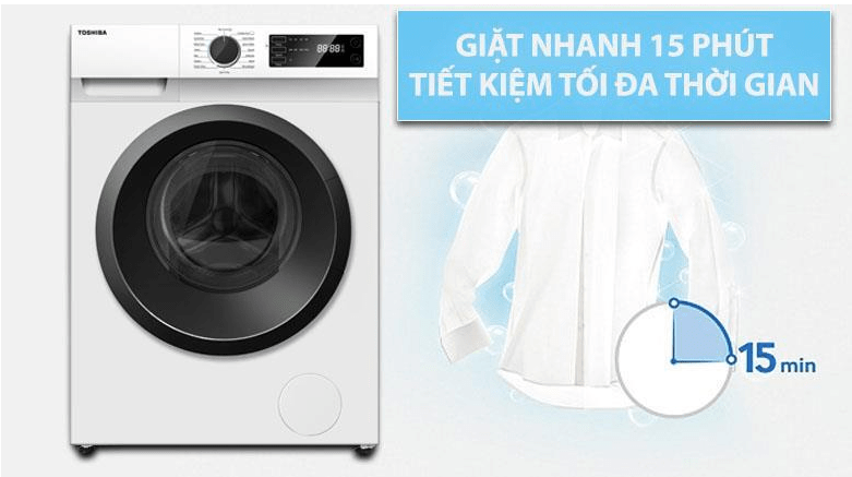 3. Máy giặt Toshiba BK95S2V(WK) có chế độ giặt nhanh 15 phút tiện lợi