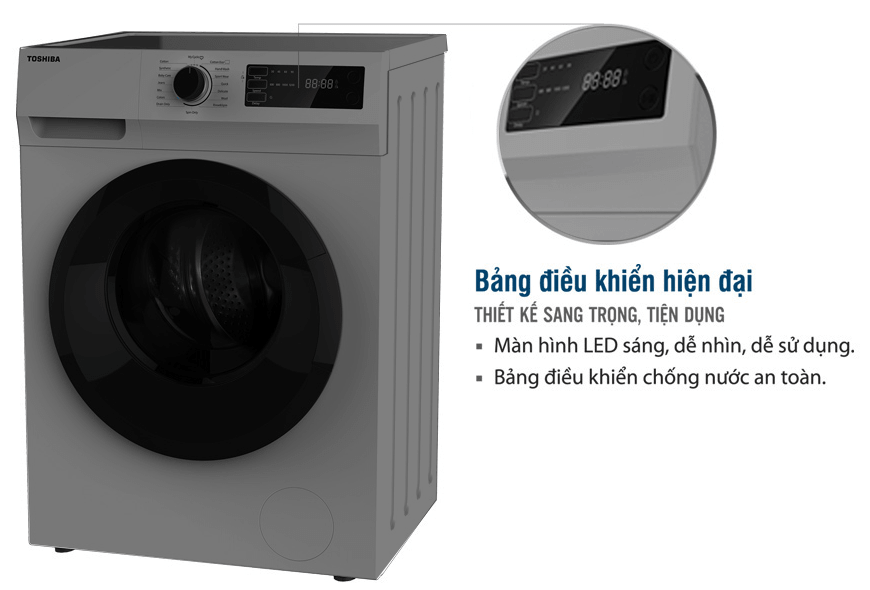 Máy giặt Toshiba TW-BK95S3V(SK) có kiểu dáng hiện đại, bảng điều khiển sang trọng