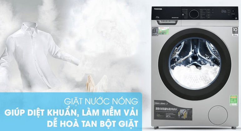 Giặt nước nóng trên máy giặt Toshiba TW-BK95S3V giúp diệt khuẩn, giặt sạch hiệu quả