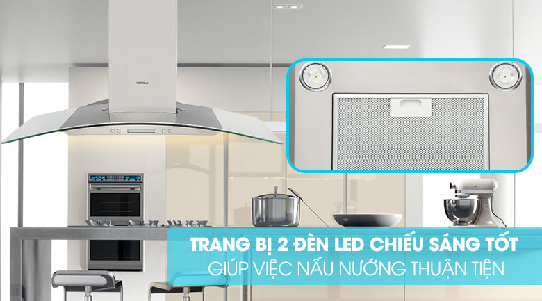 Máy hút mùi Hafele HH-WG90B 539.81.185 6 2. Máy hút mùi Hafele HH-WG90B 539.81.185 trang bị 2 đèn LED