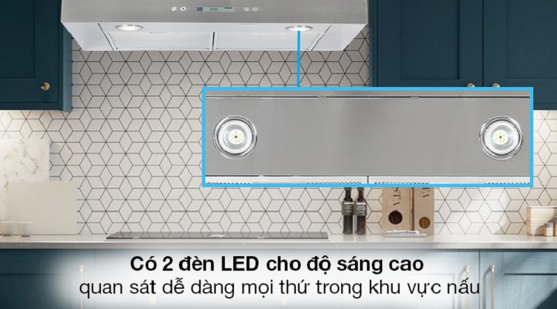 Máy hút mùi Hafele HH-WI70C 539.81.158 7 3. Hai đèn LED hỗ trợ trong quá trình nấu ăn