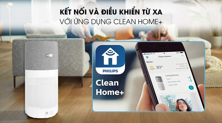 Máy lọc không khí Philips AC3033/10 12 Lọc không khí 2020 AC3033-10 có thể kết nối với điện thoại qua ứng dụng Clean Home