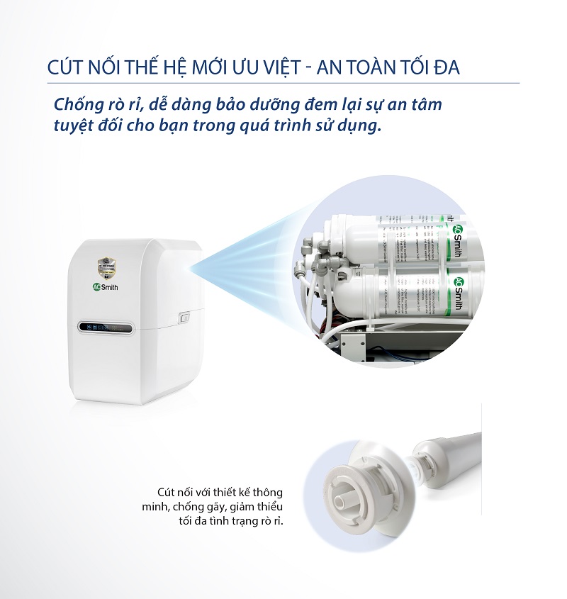 Máy Lọc Nước AO Smith E2 12 8. Cút nối nhanh thế hệ mới