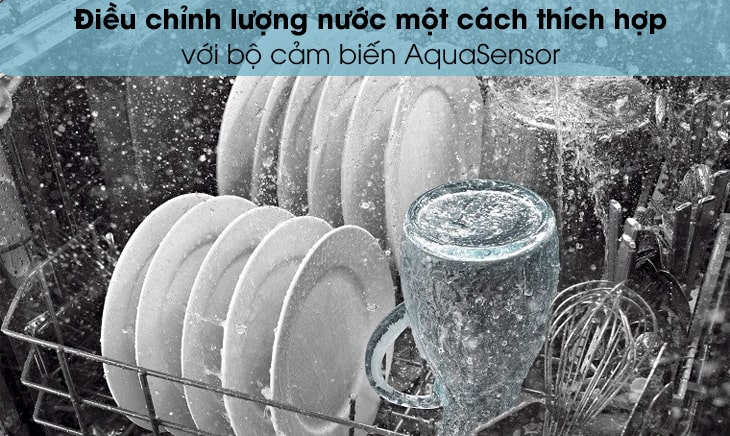 4. Cảm biến AquaSensor trên máy rửa chén Bosch SMS46HI04E xử lý vết bẩn hiệu quả