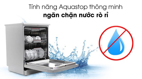 Hệ thống AquaStop ngăn ngừa hiện tượng rò rỉ nước trên máy rửa chén SMS50D48EU