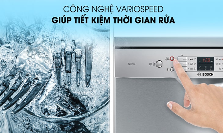 Máy rửa bát Bosch SMS68TI01E độc lập 14 bộ 7 4. Chức năng VarioSpeed Plus rửa sạch trong thời gian ngắn