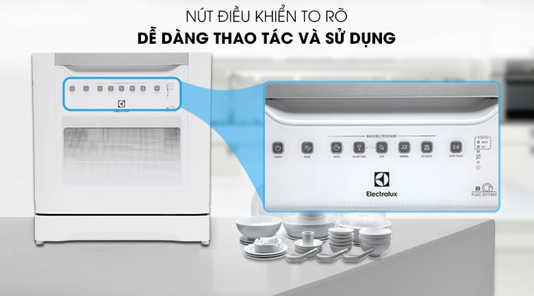 2. Máy rửa bát electrolux 8 bộ với thiết kế sang trọng, hiện đại thẩm mỹ cao