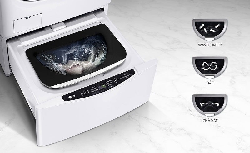 Dễ dàng kết hợp tiện lợi với các dòng máy giặt cửa trước của LG