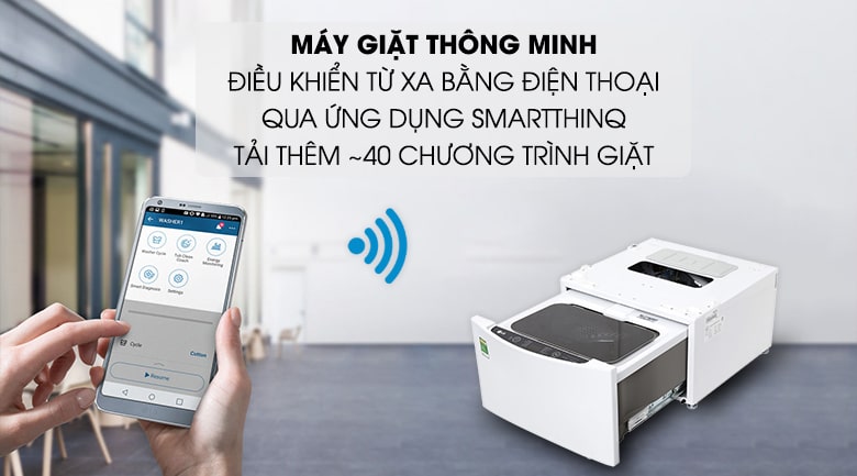 Máy giặt LG 2kg inverter TG2402NTWW với kết nối thông minh qua điện thoại