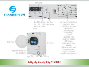 Máy sấy Candy 8 Kg CS C8LF-S 5 may say quan ap candy 8 kg cs c8lf s