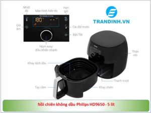 Nồi chiên không dầu Philips HD9650 5 lít 1 Tổng quan sản phẩm nồi chiên không dầu Philips HD9650