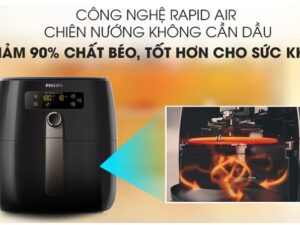 Nồi chiên không dầu Philips HD9745 3 lít 2 Công nghệ Rapid Air chiên nướng thực phẩm không cần hoặc cần rất ít dầu