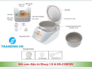 Nồi cơm điện tử Sharp 1.8 lít KS-COM18V 4 Cấu tạo sản phẩm nồi cơm điện tử Sharp 1.8 lít KS-COM18V