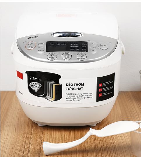 Nên mua nồi cơm điện hãng nào tốt nhất hiện nay 2 Nồi cơm điện tử Toshiba RC-18DH2PV(W) 1.8 lit