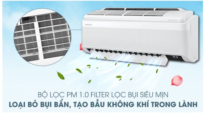 Điều hòa Samsung AR13TYAACWKNSV Wind-Free Inverter 1.5 HP 9 5. Điều hòa treo tường SamSung giúp loại bỏ bụi siêu mịn và các tác nhân gây hại nhờ bộ lọc PM 1.0 Filter