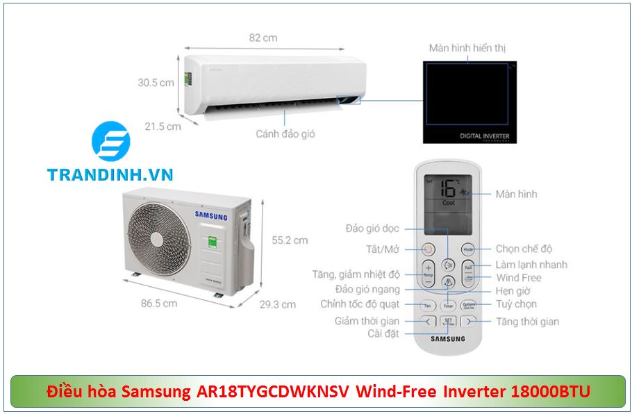 1. Tổng quan sản phẩm Điều hòa Samsung AR18TYGCDWKNSV Wind-Free Inverter 18000BTU
