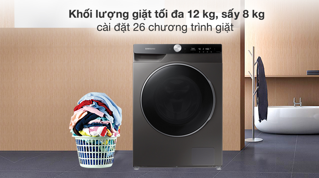Khối lượng giặt và chương trình giặt máy sấy SamSung WD12TP34DSX/SV