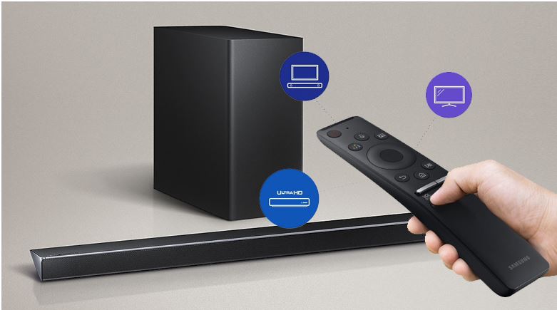 Loa thanh soundbar Samsung HW-Q70R 12 Thao tác điều khiển, tuỳ chỉnh dễ dàng nhờ One Remote tối ưu nút bấm