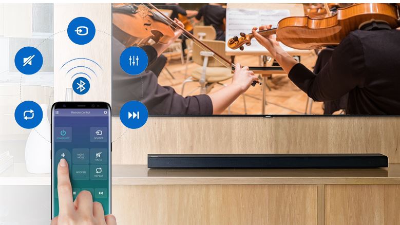 Loa thanh soundbar Samsung HW-Q70R 13 Điều khiển loa thanh qua điện thoại với ứng dụng Samsung Audio Remote
