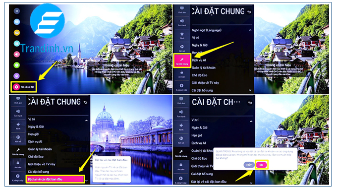 khôi phục cài đặt gốc trên Smart tivi LG 2019