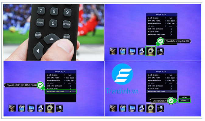 khôi phục cài đặt gốc trên tivi TCL thường