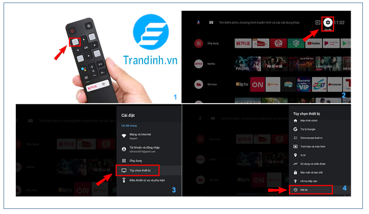 khôi phục cài đặt gốc trên Android tivi TCL 2019