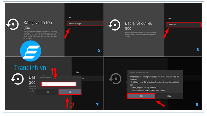 khôi phục cài đặt gốc trên Android tivi TCL 2019
