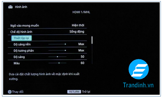 Cài đặt lại hình ảnh