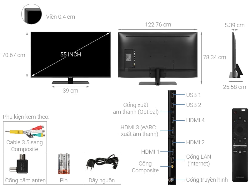 4. Smart Tivi QLED Samsung 4K 55 inch QA55Q80T - Giá: 20.300.000đ