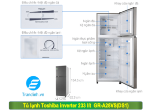 Hình ảnh mô tả tổng quát tủ lạnh toshiba 233 lít GR-A28VS(DS1)