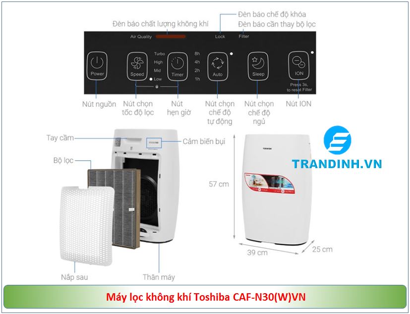 Tổng quan sản phẩm Máy lọc không khí Toshiba CAF-N30(W)VN