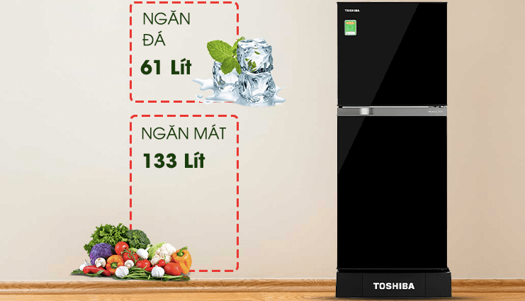 Dung tích tủ lạnh Toshiba GR-A25VM 194 lít thích hợp cho gia đình 2-3 thành viên