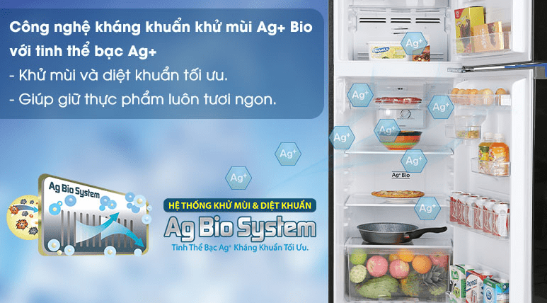 Tủ lạnh Toshiba Inverter 233 lít GR-A28VM Công nghệ Ag Bio giúp loại bỏ mùi hôi, giữ tủ lạnh luôn thông thoáng 