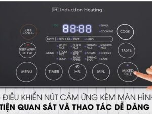 Nồi cơm cao tần Toshiba RC-18IP1PV 1.8 lít 7 Điều khiển cảm ứng có màn hình hiển thị LCD rõ ràng, tiện theo dõi, dễ thao tác