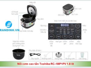Nồi cơm cao tần Toshiba RC-18IP1PV 1.8 lít 3  Cấu tạo sản phẩm Nồi cơm điện cao tần Toshiba 1.8 lít RC-18IP1PV