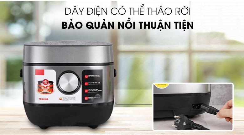 Nồi cơm cao tần Toshiba RC-18IP1PV 1.8 lít 17 Dây nguồn có thể tháo rời tiện lợi