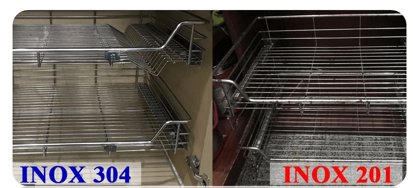 Tủ bếp chất liệu inox 201 và inox 304 khác nhau như thế nào?