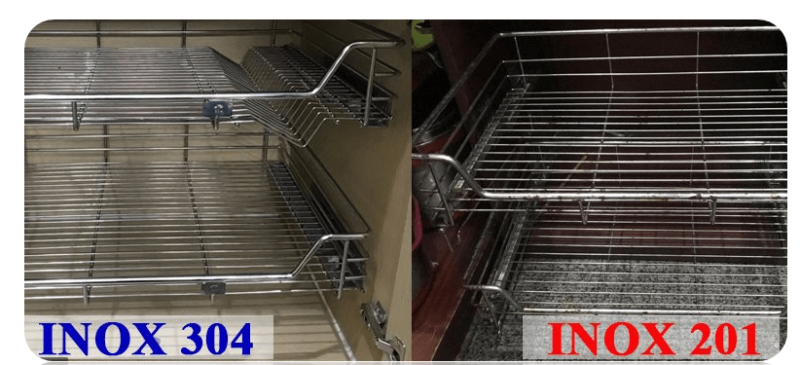 Tủ bếp chất liệu inox 201 và  inox 304 khác nhau như thế nào?
