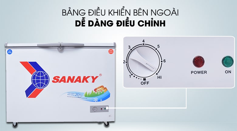Tủ đông Sanaky VH-2899W1 220 lít 7 4. Điều chỉnh nhiệt độ với nút xoay đặt bên ngoài tủ tiện lợi