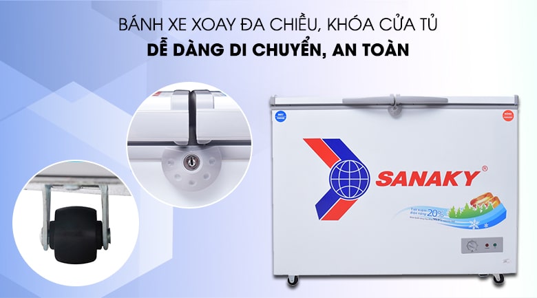 Tủ đông Sanaky VH-2899W1 220 lít 8 5. Tủ đông Sanaky 220 lít VH-2899W1 với nhiều tính năng nổi bật