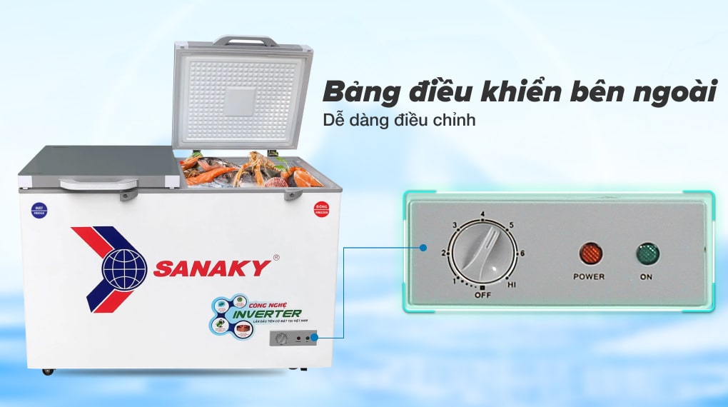 Tủ đông Sanaky TD.VH4099W4K inverter 280 lít 6 Phác hoạ tổng quát tủ đông Sanaky 280 lít TD.VH4099W4K