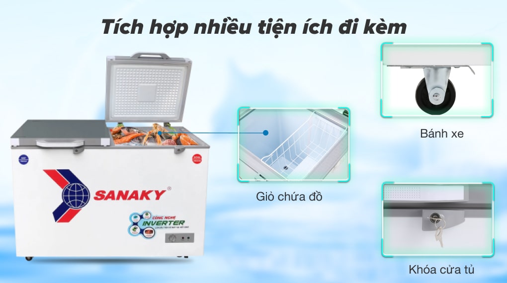 Tủ đông Sanaky TD.VH4099W4K inverter 280 lít 7 Tủ đông Sanaky VH-4099W4K trang bị nhiều tính năng nổi bật