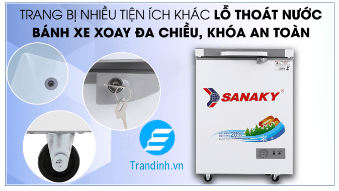 Tủ đông Sanaky 100 lít VH-1599HYK trang bị nhiều tính năng tiện ích