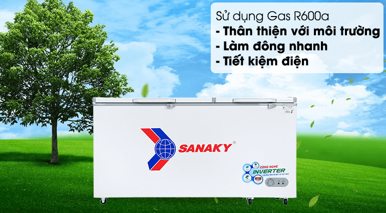 Tủ đông Sanaky VH-6699HY3 Gas R600a thân thiện với môi trường, an toàn cho người dùng