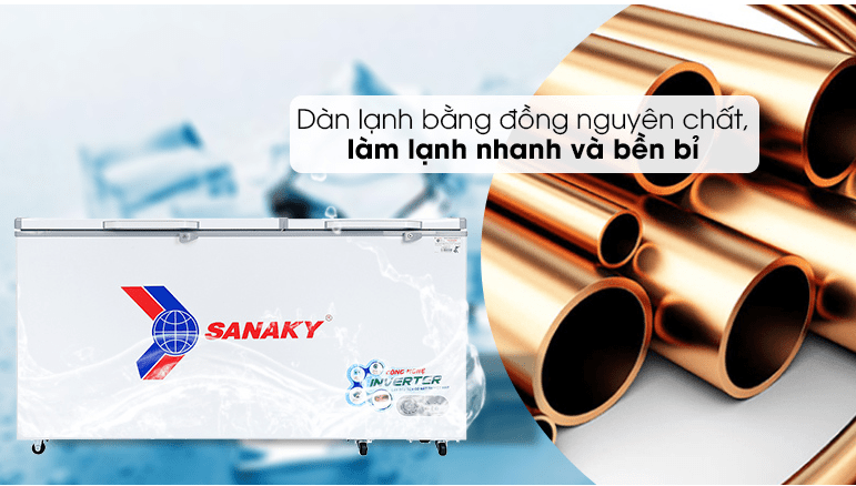 Tủ đông Sanaky inverter VH-6699HY3 với Hệ thống làm lạnh trực tiếp bằng đồng nguyên chất hiệu quả