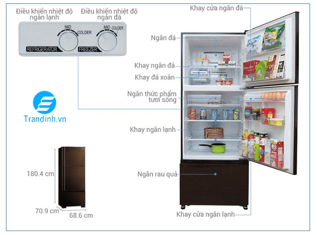 Tủ lạnh 3 ngăn là gì? Nên mua tủ lạnh 3 ngăn nào tốt nhất 12 Tủ lạnh 3 cánh Mitsubishi MR-V50EH-BRW